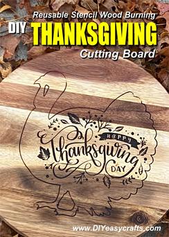 DIY Thanksgiving Cutting Board with reusable wood burning stencils from Ikonart