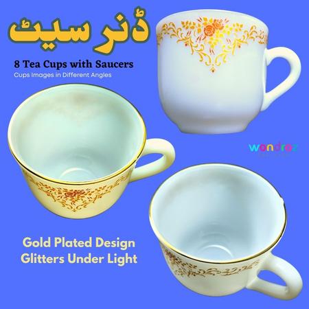 Dinner Set in Pakistan. Best Glass Dinner Set with Gold Plated Edges and Floral Motif. Buy Elegant Imported Dinner Set in Rawalpindi