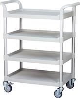 4 shelf plastic hospital trolley, medical carts manufacturer Taiwan