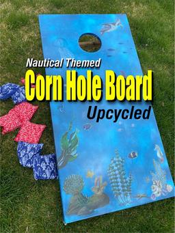 Upcycling Old Corn Hole Boards: DIY Nautical Marine Life Themed Set