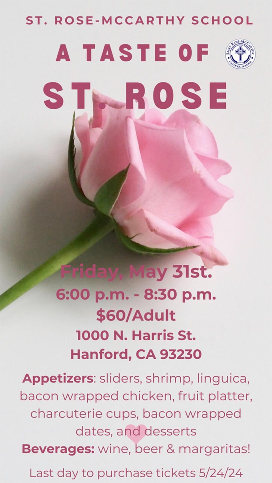 Taste of St. Rose Fundraiser Flyer