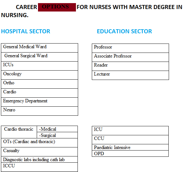 After M.Sc. Nursing career options in education hospital