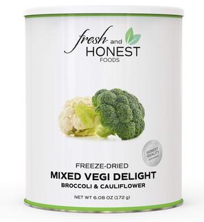 Honest Foods Freeze-Dried Mixed Vegetables All Natural (Broccoli & Cauliflower) 6.0 OZ #10 Can