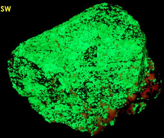 FRANKLINITE, fluorescent SW LW WILLEMITE and CALCITE - Franklin Mine, Franklin, Franklin Mining District, Sussex County, New Jersey, USA - Franklinite type locality - sold