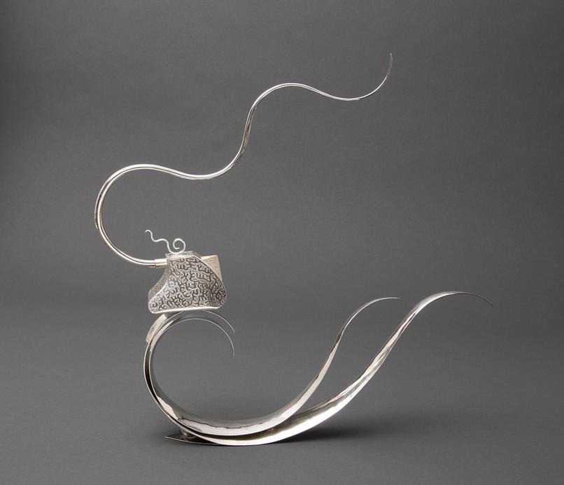 Sterling silver Teapot on the Crest of a Wave by Kevin O'Dwyer