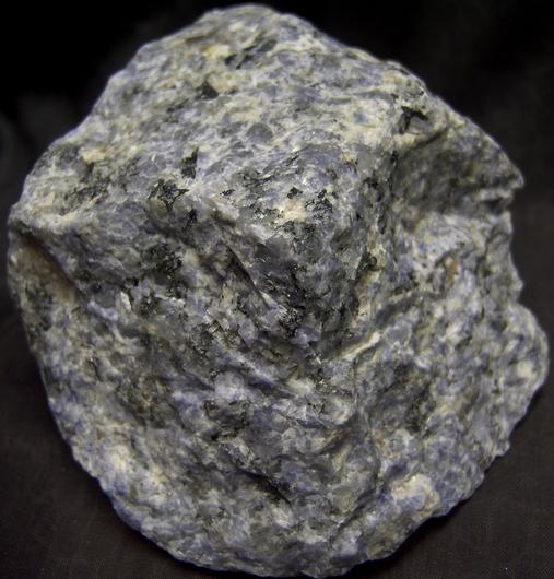 fluorescent SODALITE, ACMITE AEGIRINE - Poudrette quarry (Demix quarry; Uni-Mix quarry; Desourdy quarry; Carrière Mont Saint-Hilaire; MSH), Mont Saint-Hilaire, La Vallee-du-Richelieu RCM, Monteregie, Quebec, Canada
