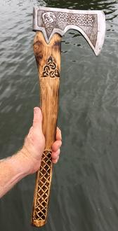 How to make a Viking Battle Axe, complete with dragon and Celtic blade etching, from an old rusty axe head. FREE step by step instructions. www.DIYeasycrafts.com