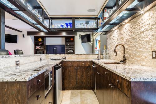 Basement remodel renovation unique bar