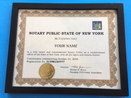 Notary License Wall Display