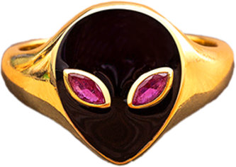 Alien/UFO Finger Ring Alien Shape Gold Plated 8 Colours for Women Couple Enamel Stackable Finger Ring Adjustable Jewellery