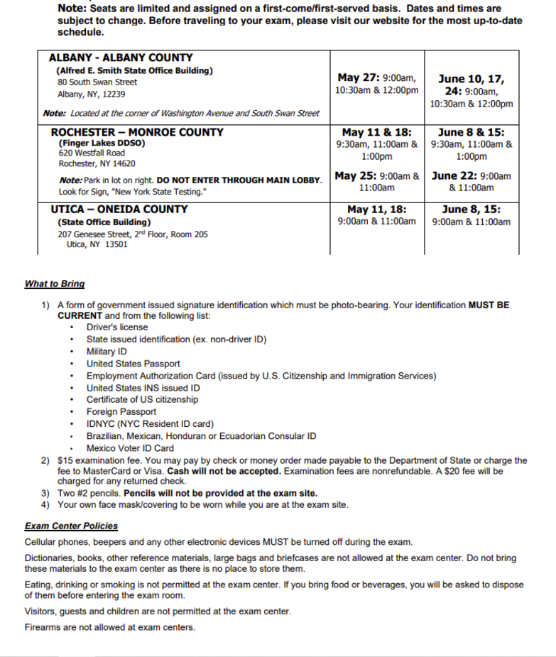 NY Notary Exam Schedule Prep