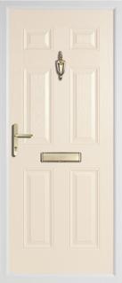 6 panel rebate composite door in cream