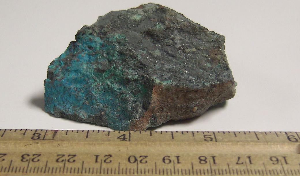 Pseudomalachite, Chrysocolla, manganese oxides, Schuyler Copper Mine (Schuyler Mine; Arlington Mine), North Arlington, Bergen County, New Jersey, USA