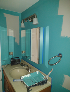 Cutting in new color in a bathroom.