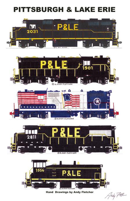 Pittsburgh & Lake Erie Freight Train 11"x17" Poster Andy Fletcher signed 