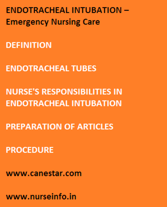 endotracheal intubation - emergency nursing care