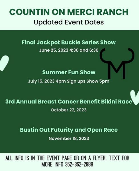 BARREL RACING SCHEDULE OF EVENTS