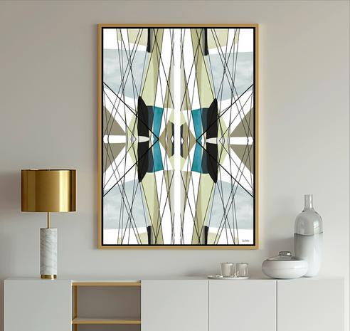 Gray and white geometric abstract art painting print