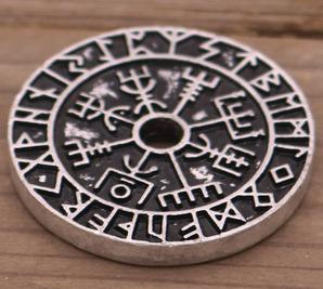 Alien, Nordic, Viking Message Coin Alloy Hollow Pendant Necklace