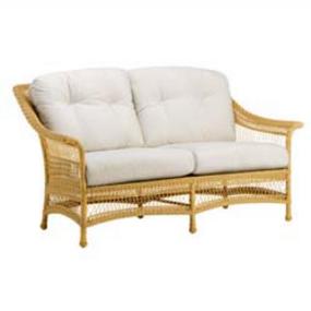 brown jordan eastlake loveseat with white sunbrella cushions