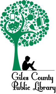 Giles County Public Library 80th Anniversary Logo - Green Knowledge Tree with child reading under the leaves. "Center for information, resources, the love of reading, and life-long education"