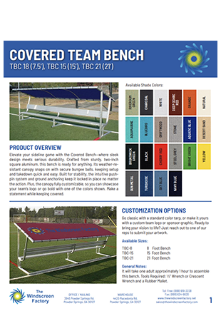 Covered Team Bench 1 Page Flyer