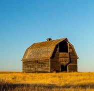 Landscape Image of a barn in a field