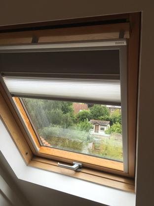 VELUX renovation service paint / oil / stain. PMV Maintenance - VELUX and Roto roof window / Skylight repair, replacement, installation, re-glazing, servicing, maintenance, Blinds, Leaks, repairs, Glass, renovation specialists covering London, Hertfordshire, Bedfordshire, Cambridgeshire, Essex, South London, North London and Central London.