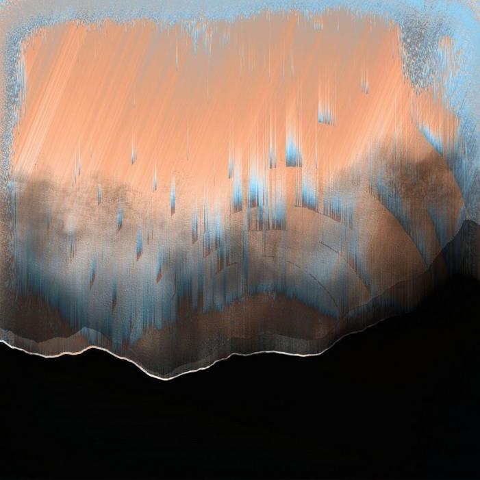 Amber Haze by Orfhlaith Egan. Contemporary atmospheric abstract landscape painting. Digital still available on Objkt.com.