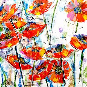 Red poppies acrylic painting