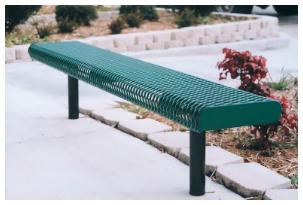 green and black 6' metal bench