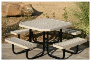 tan and black 46" square table