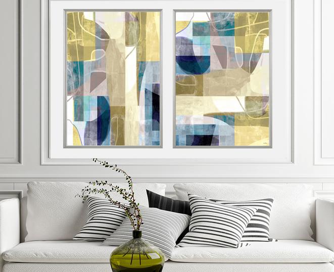 Blue, gray and gold abstract art, #abstract art