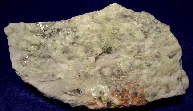 fluorescing Opal-AN Hyalite, Almandine garnet, Smoky Quartz, Muscovite mica, Albite, Spruce Pine, Spruce Pine District, Mitchell County, North Carolina, USA