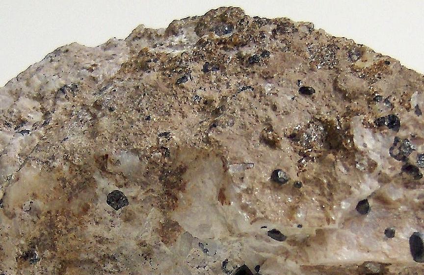 MCGOVERNITE, fluorescing WILLEMITE, CALCITE, FRANKLINITE - Sterling Mine, Sterling Hill, Ogdensburg, Franklin Mining District, Sussex County, New Jersey, USA - type tocality - ex Franklin Mining Museum