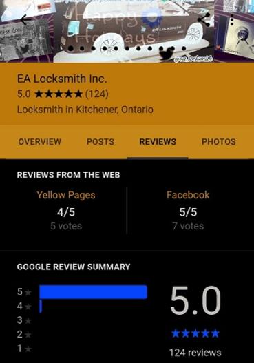 EA Locksmith Inc. Online Reviews