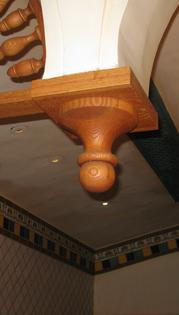 Custom wood turned Drop finial in red oak