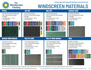 Windscreen Materials 1 Page PDF Flyer