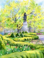 "Huntington Gardens to Schiller Monument", 12"x16" watercolor painting available for purchase