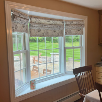 Bay window interior painting with new shades, Taunton, MA