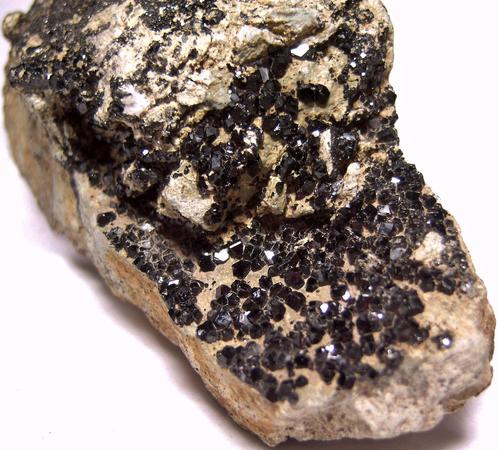 Titanium ANDRADITE MELANITE, California State Gem Mine (Dallas Gem Mine; Benitoite Gem Mine; Benitoite Mine; Gem Mine), Dallas Gem Mine area, San Benito River headwaters area, New Idria District, Diablo Range, San Benito County, California, USA, ex Rutgers Geology Museum