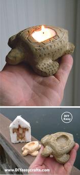 DIY Cement Sea Turtle Candle Holder. www.DIYeasycrafts.com