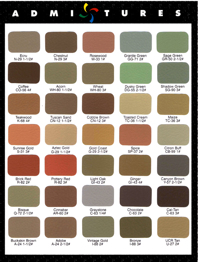 concrete curb color chart