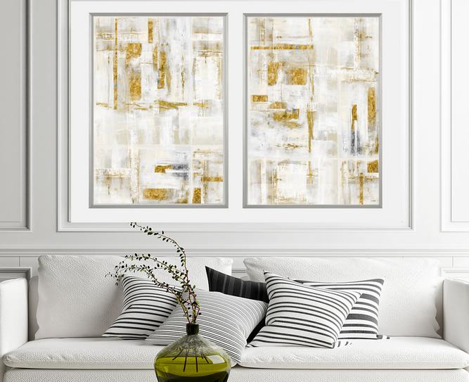 Blue, gray and gold abstract art, #abstract art