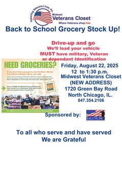 #back to school #moving #VFW #Midwest Veterans Closet #Lake County #North Chicago #Food Pantry#Veterans