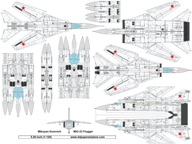 4D model template of Mikoyan-Gurevich MiG-23 Flogger