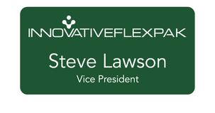 NB-PL plastic name badges 3" x 1.5" - Evergreen laser etches to white, magnet finding on backs, USPS shipping included