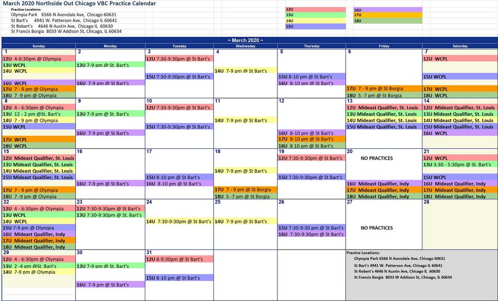 Northside Out Chicago VBC Schedules