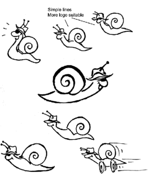 cartoon mascot snail design sketches