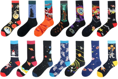 UFO Astronaut Outer Space Rocket Star War Men Crew Socks Streetwear Happy Funny Unisex Cotton Male Skateboard Dress